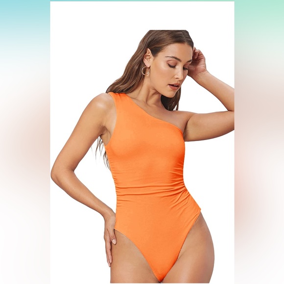 NWT! Orange One-Shoulder Body-Suit - Picture 9 of 10
